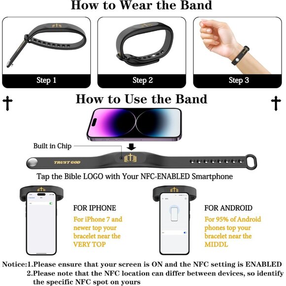 Daily Christian Verse Bracelet - Silicone Wrap with 29,000 Handpicked Scriptures - Picture 6 of 8